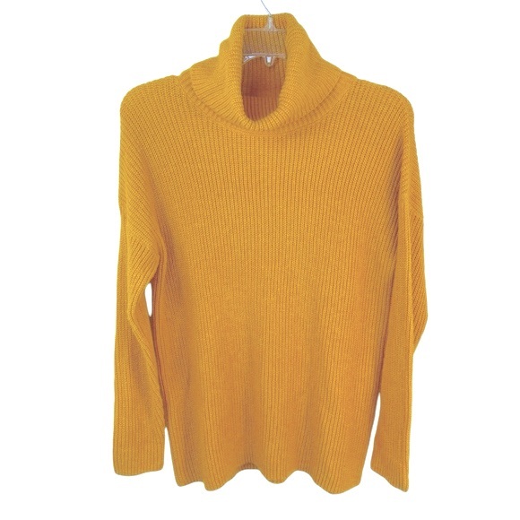 Halogen Mustard Yellow Chunky Turtleneck Sweater Women's Medium - Picture 7 of 10